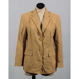 Talbots 100% Camel Hair Tan Two Button Blazer Jacket Made in Italy Sz 8P
